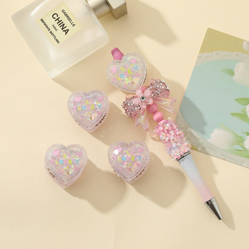 Wholesale 5pcs Heavy industry beads resin LOVE love beaded pen loose beads jewelry accessories beaded pen beads DIY material